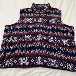 Men’s Big Kingsize Geometric Fleece Vest Red Blue Snowflake Design 5X
